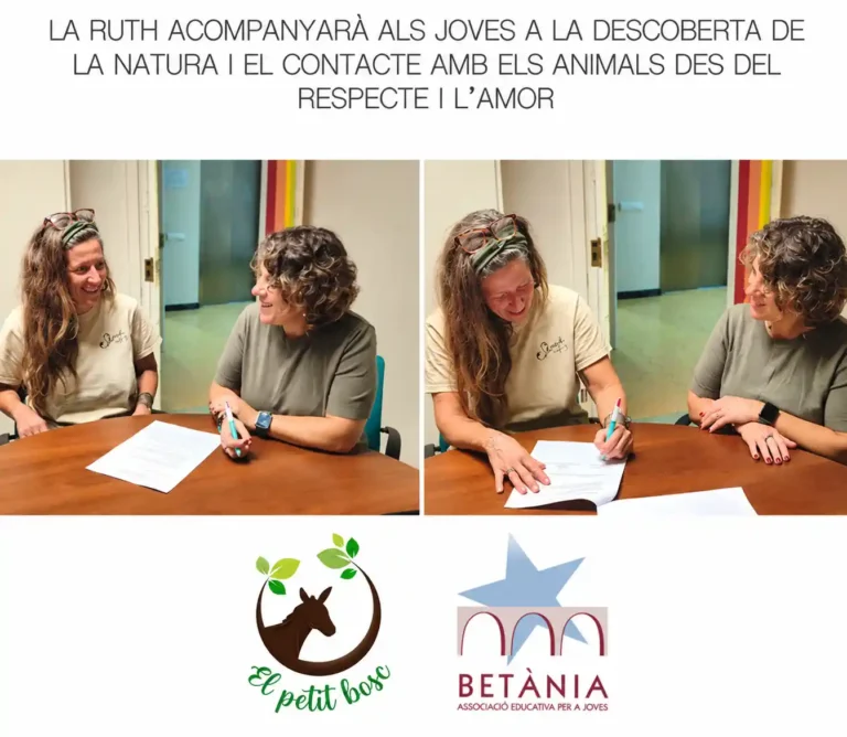Ruth, d'El Petit Bosc, durant la signatura del conveni de col·laboració amb l'Associació Betània.