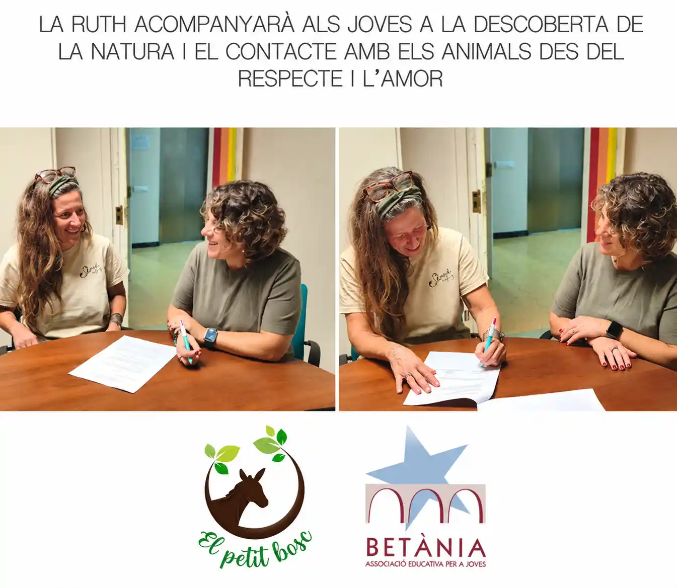 Ruth, d'El Petit Bosc, durant la signatura del conveni de col·laboració amb l'Associació Betània.